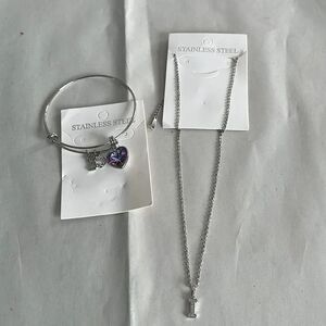 2 Piece Silver (I) Bracelet-Necklace